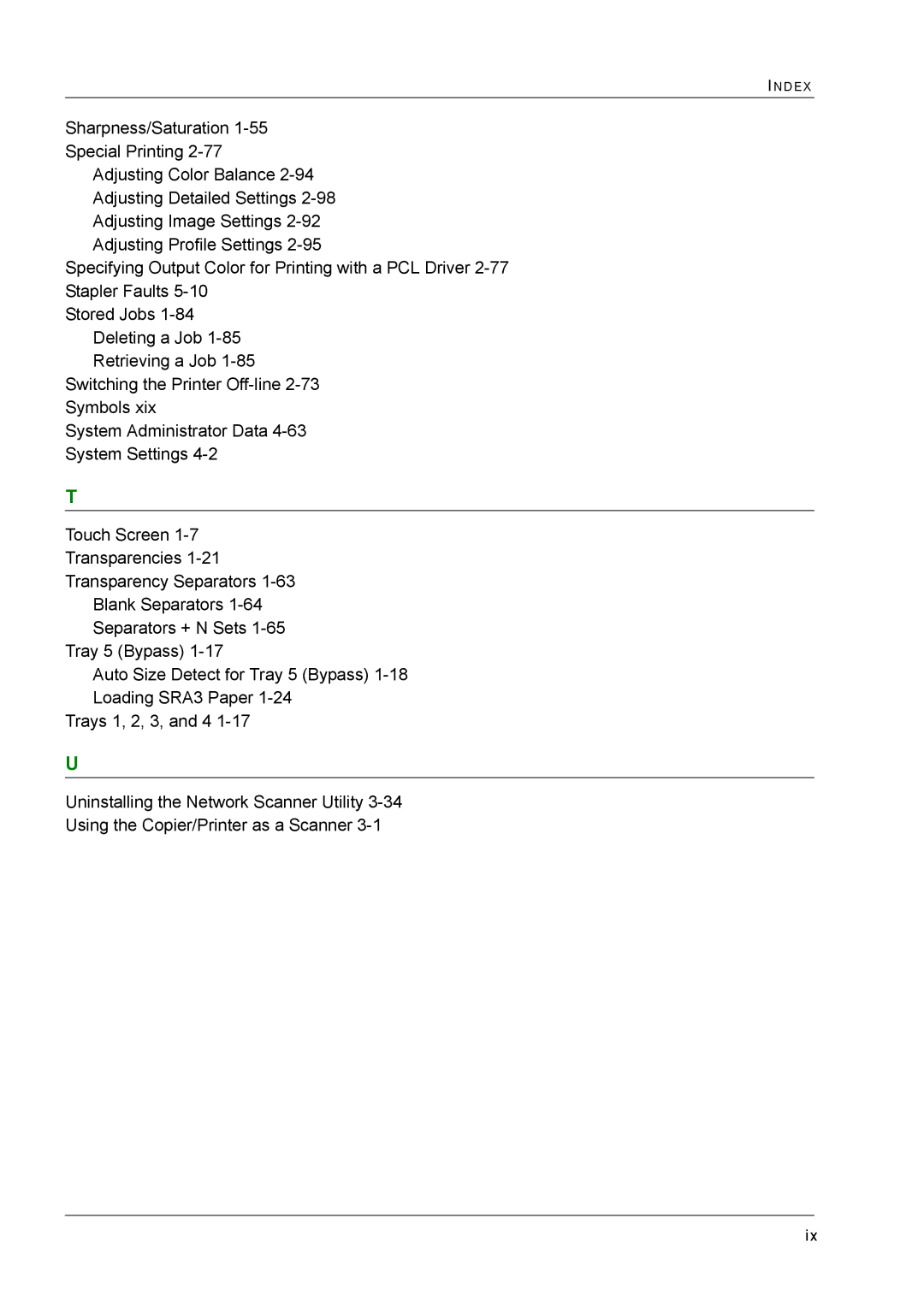 Xerox M24 manual Index 