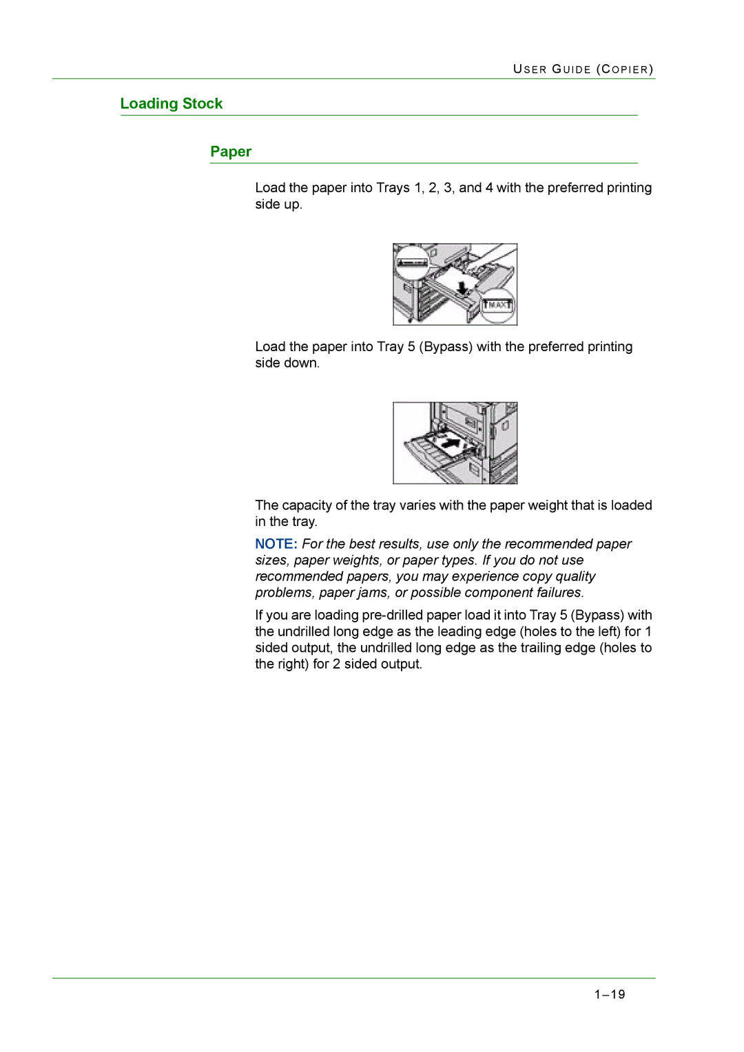 Xerox M24 manual Loading Stock Paper 