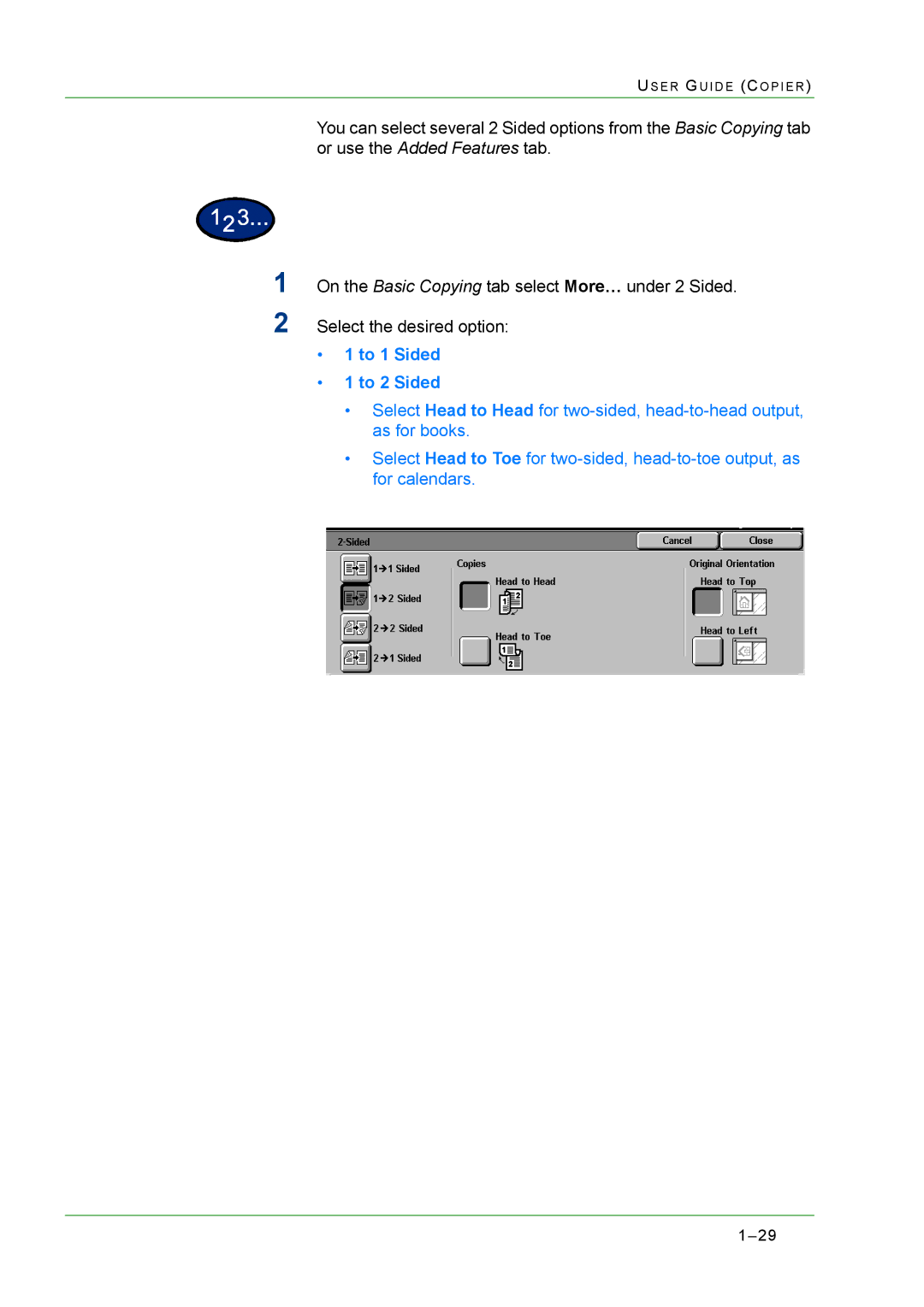 Xerox M24 manual To 1 Sided To 2 Sided 