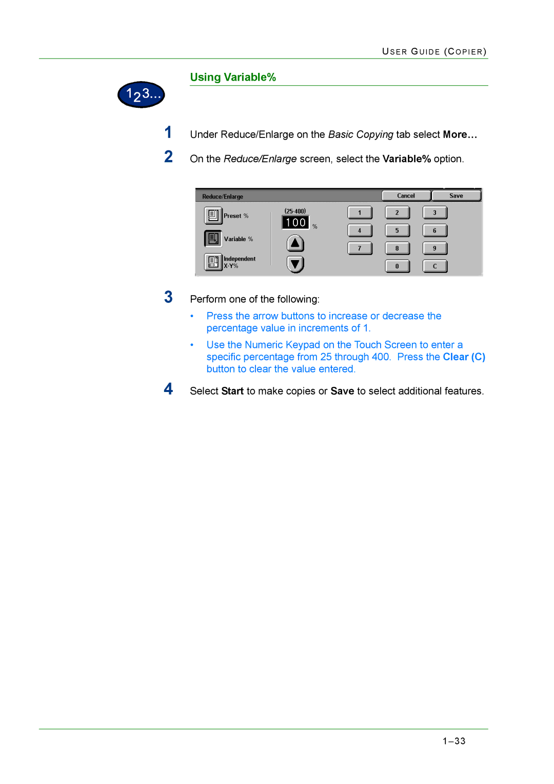 Xerox M24 manual Using Variable% 