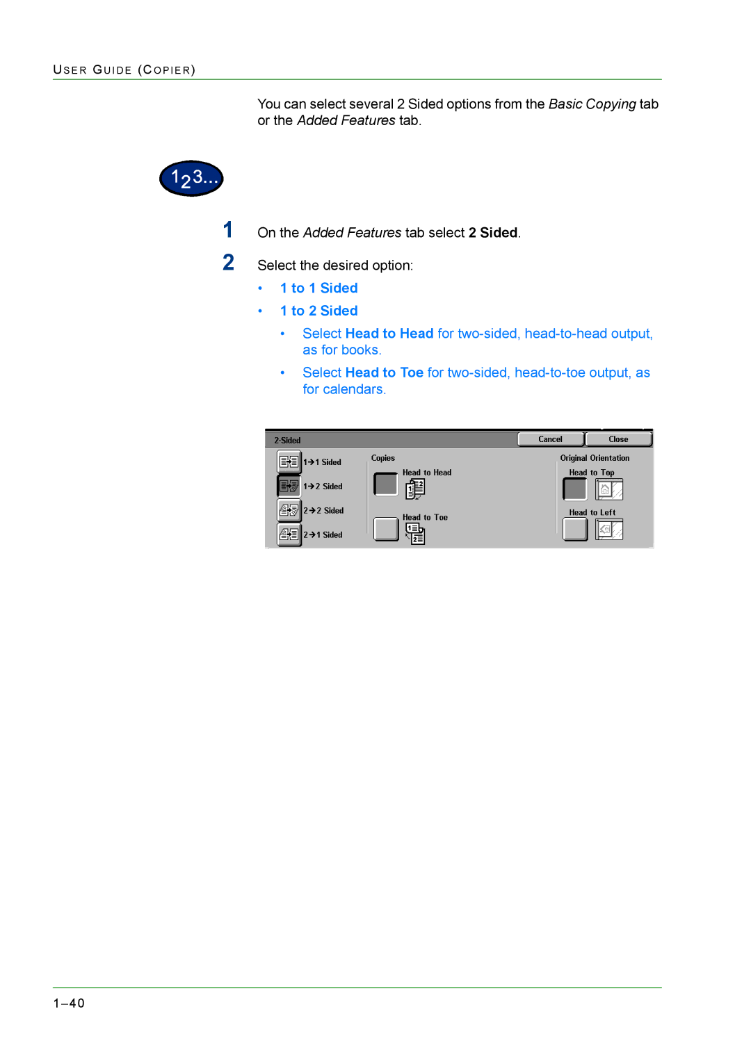 Xerox M24 manual To 1 Sided To 2 Sided 