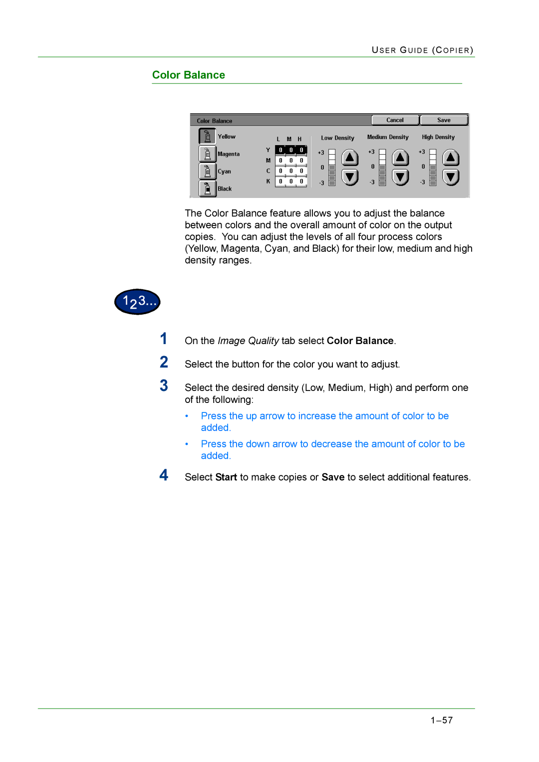 Xerox M24 manual Color Balance 