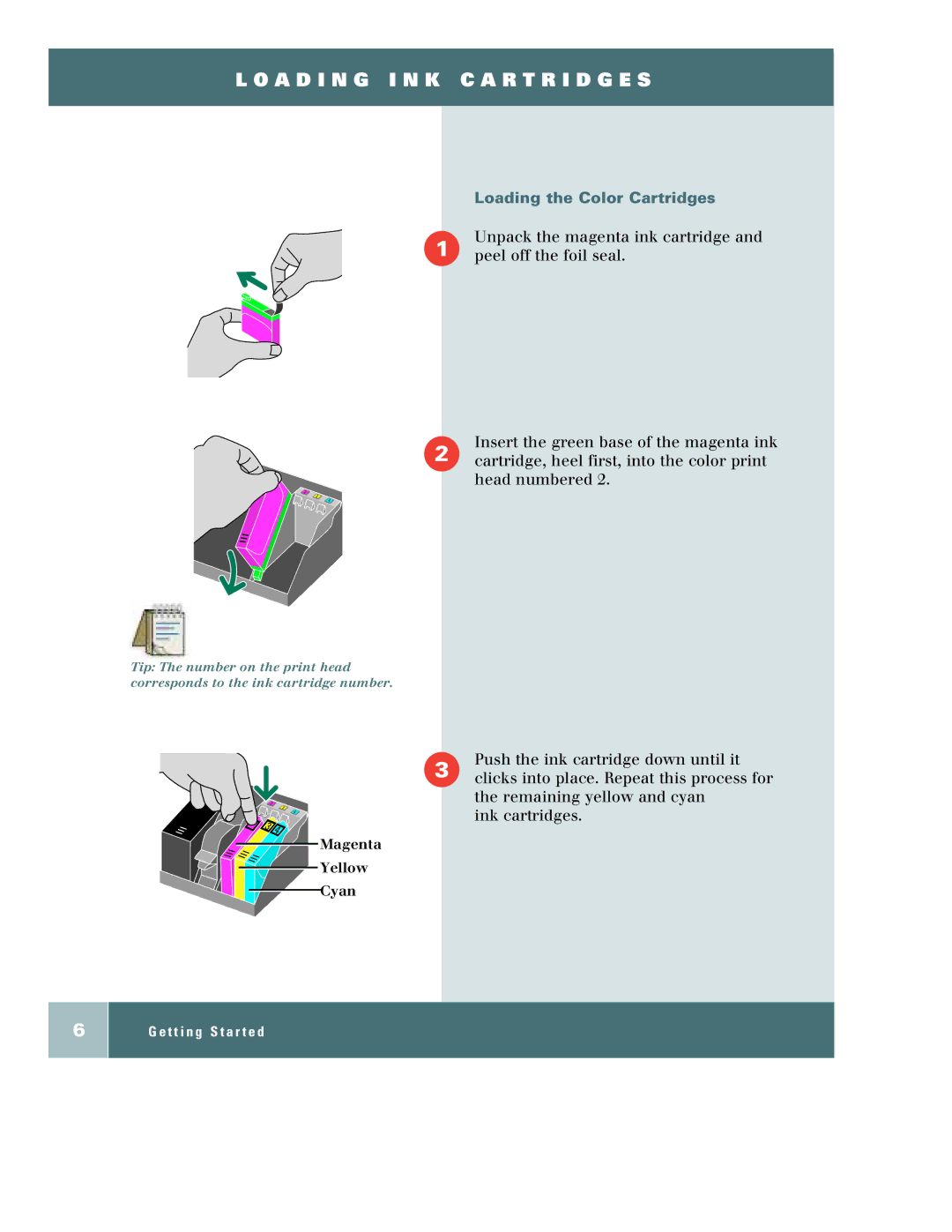 Xerox m940, M950 manual Loading the Color Cartridges 