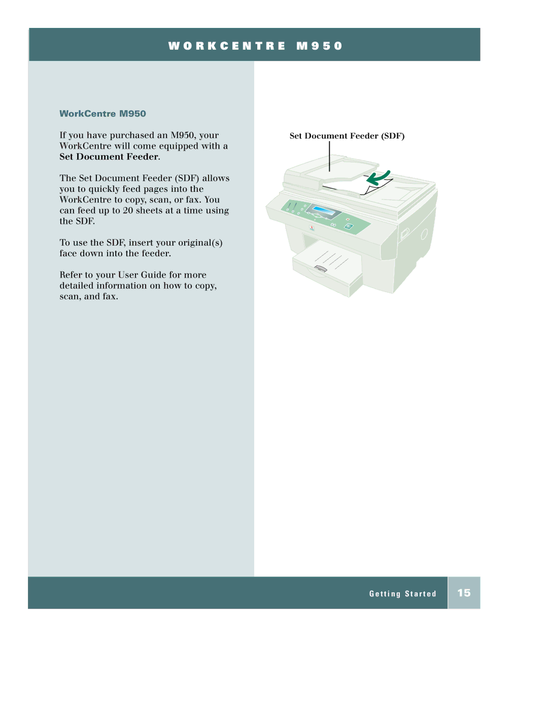 Xerox m940 manual R K C E N T R E M 9 5, WorkCentre M950 