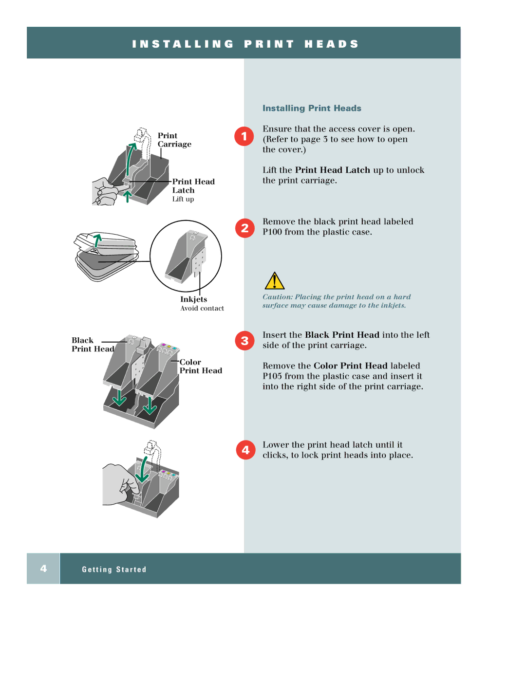 Xerox m940, M950 manual Install I N G P R I N T H E a D S, Installing Print Heads 