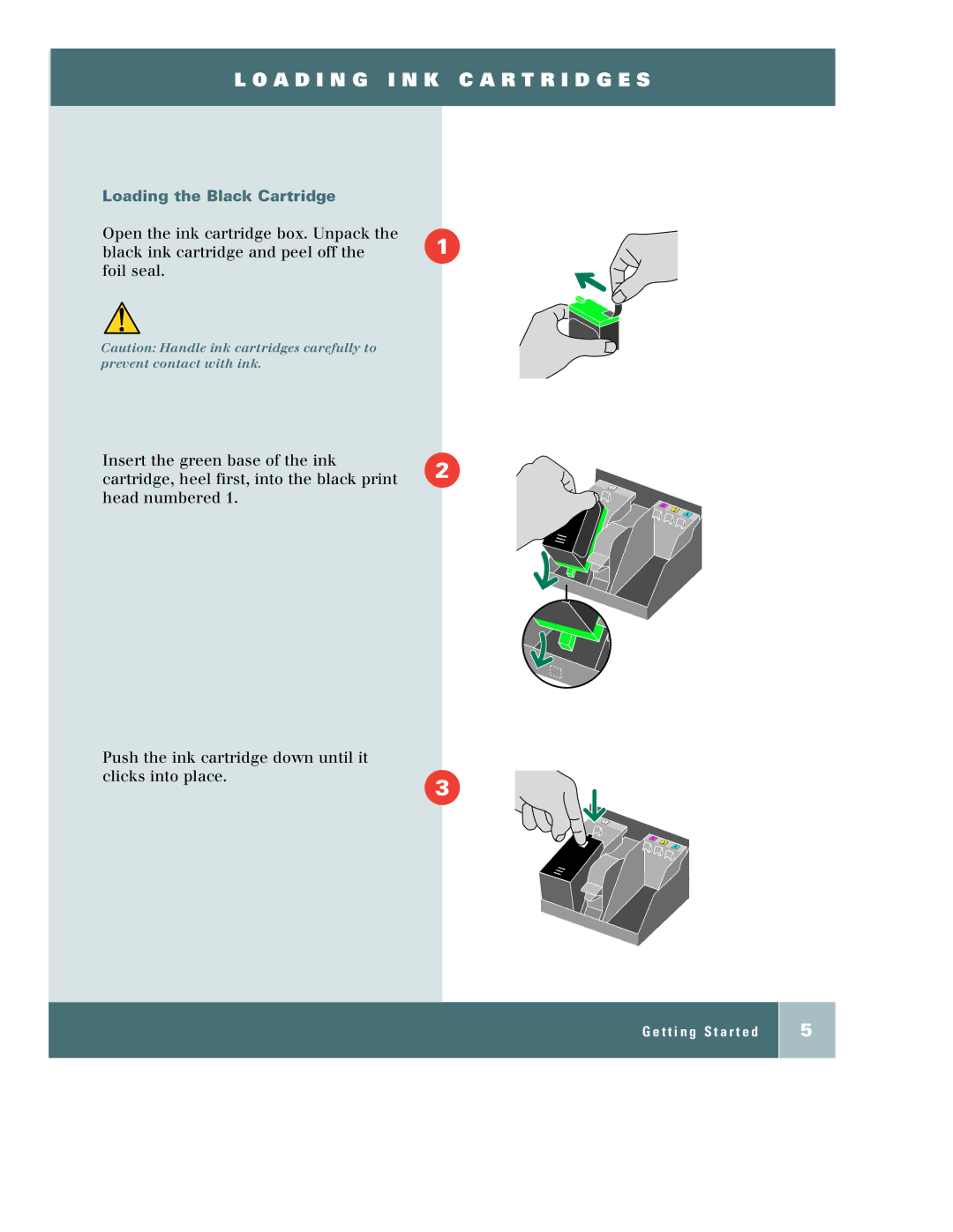 Xerox M950, m940 manual A D I N G I N K C a R T R I D G E S, Loading the Black Cartridge 