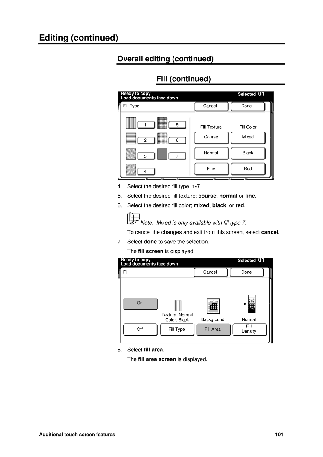 Xerox MAX 200 manual Select fill area 