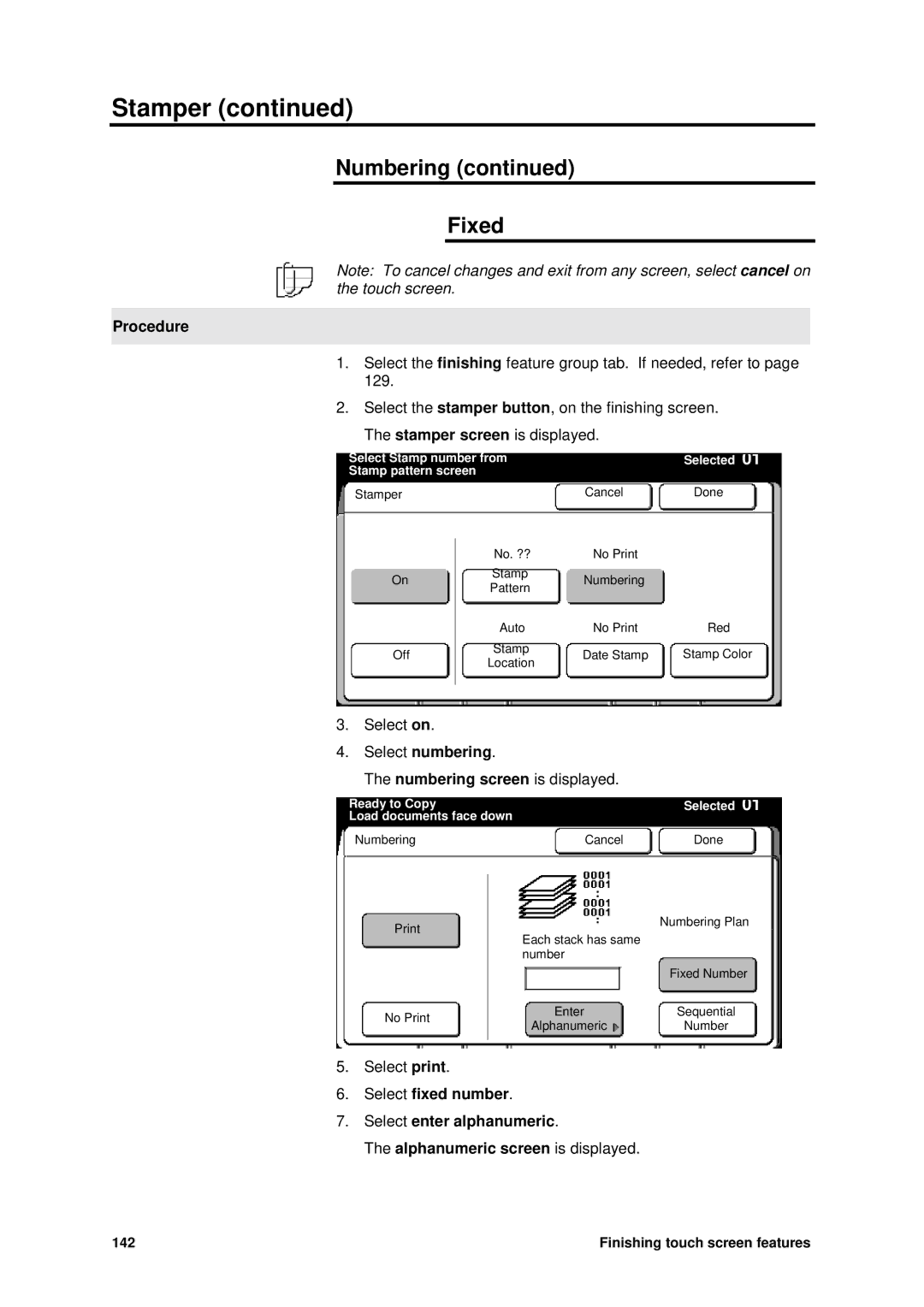 Xerox MAX 200 manual Numbering Fixed, Select numbering 