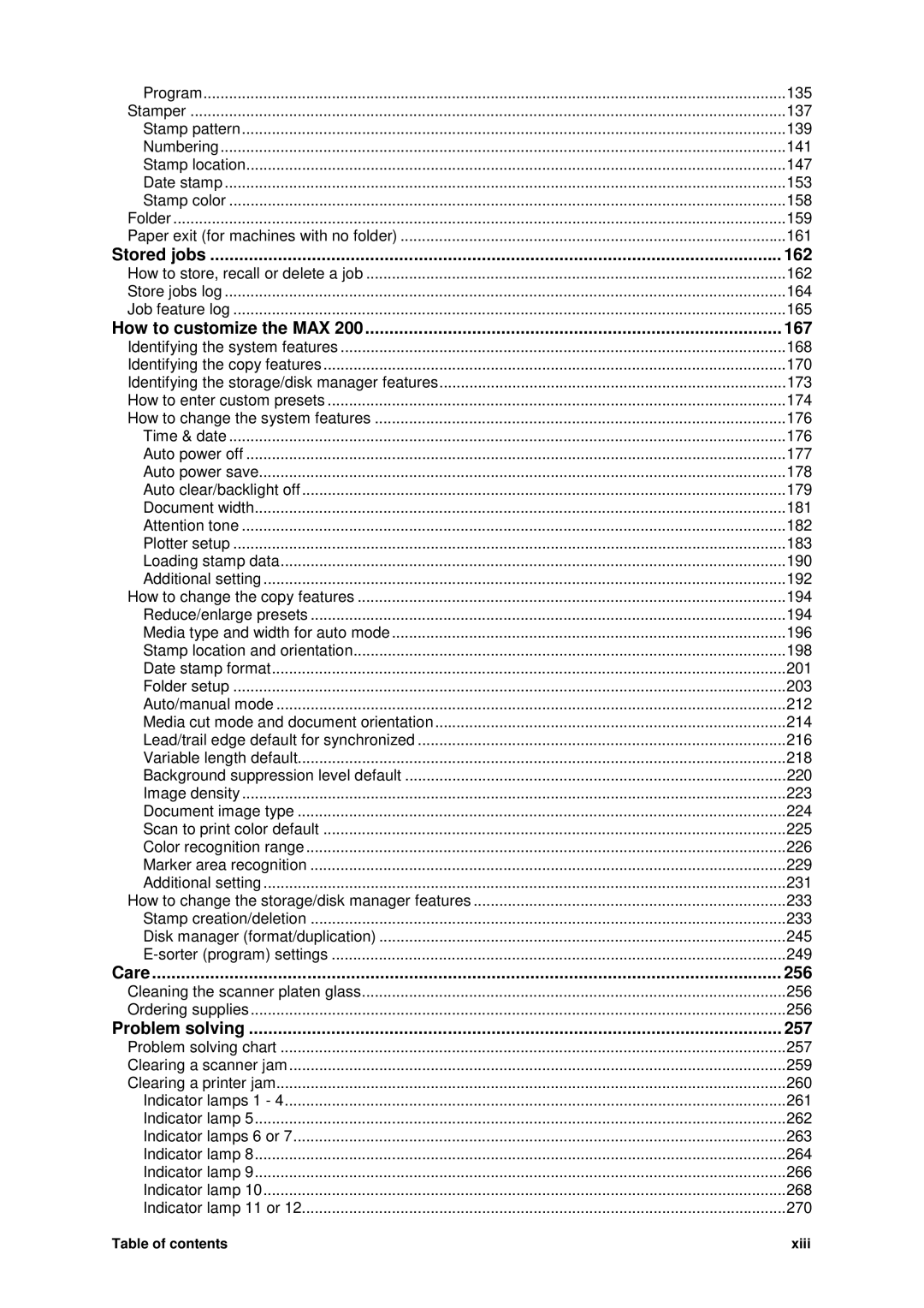 Xerox MAX 200 manual Stored jobs 162 