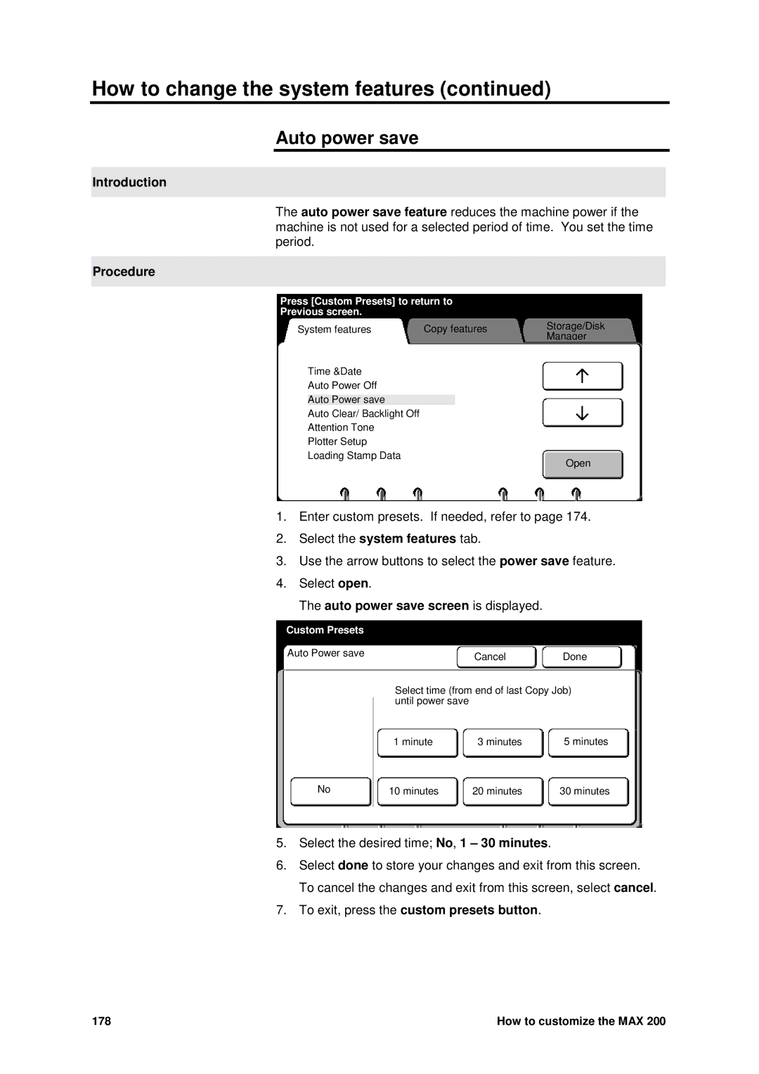 Xerox MAX 200 manual Auto power save screen is displayed 