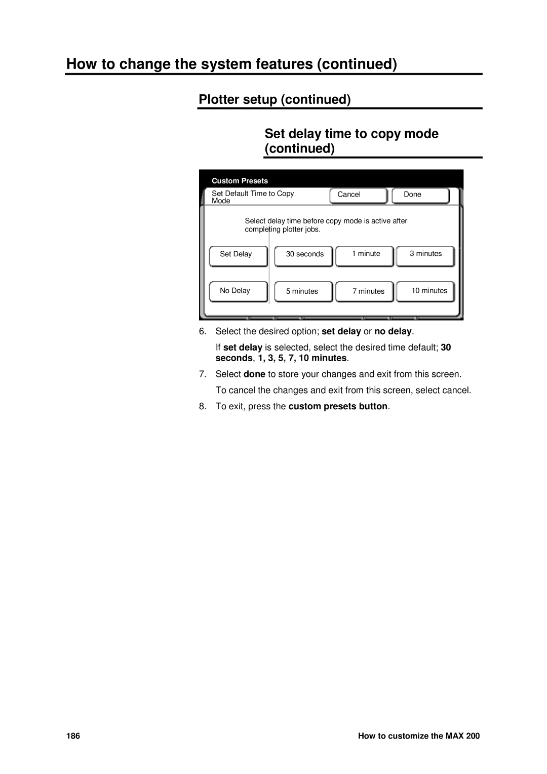 Xerox MAX 200 manual 186 