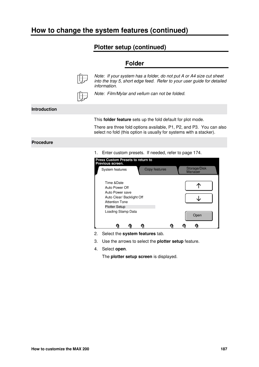 Xerox MAX 200 manual Plotter setup Folder, Introduction 