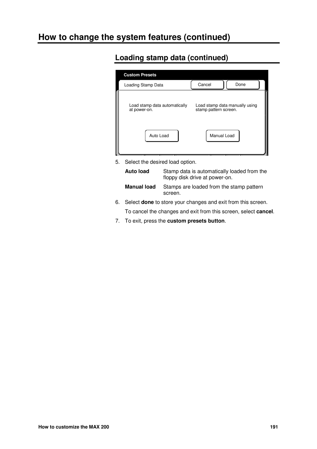 Xerox MAX 200 manual How to customize the MAX 191 