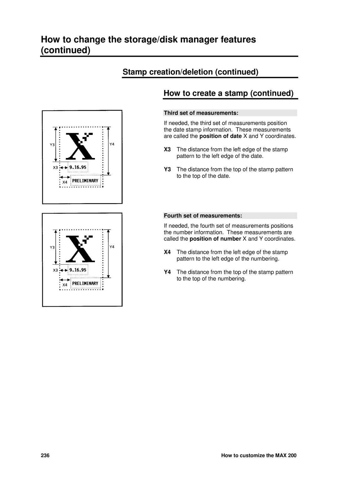 Xerox MAX 200 manual Third set of measurements, Fourth set of measurements 