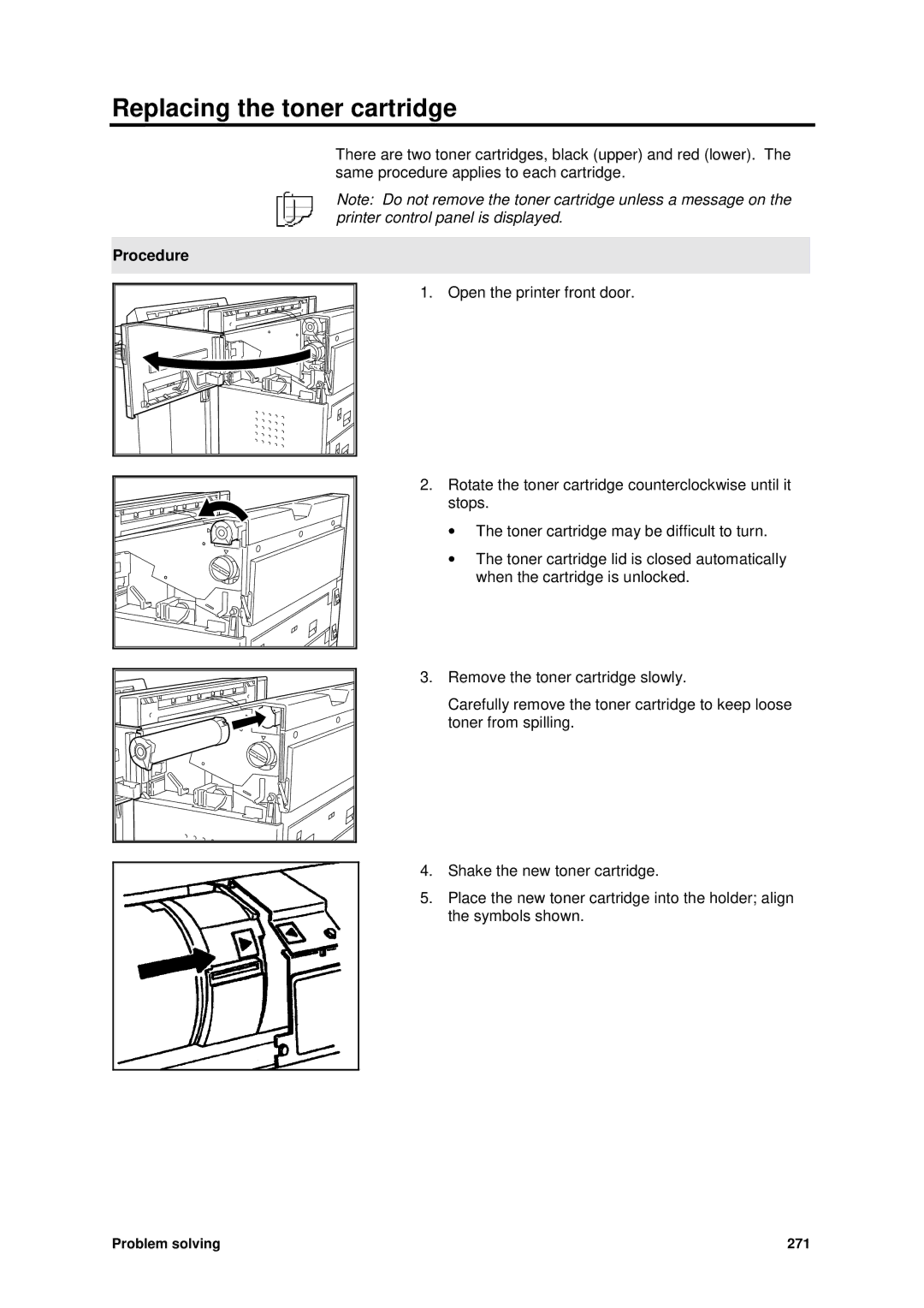 Xerox MAX 200 manual Replacing the toner cartridge 