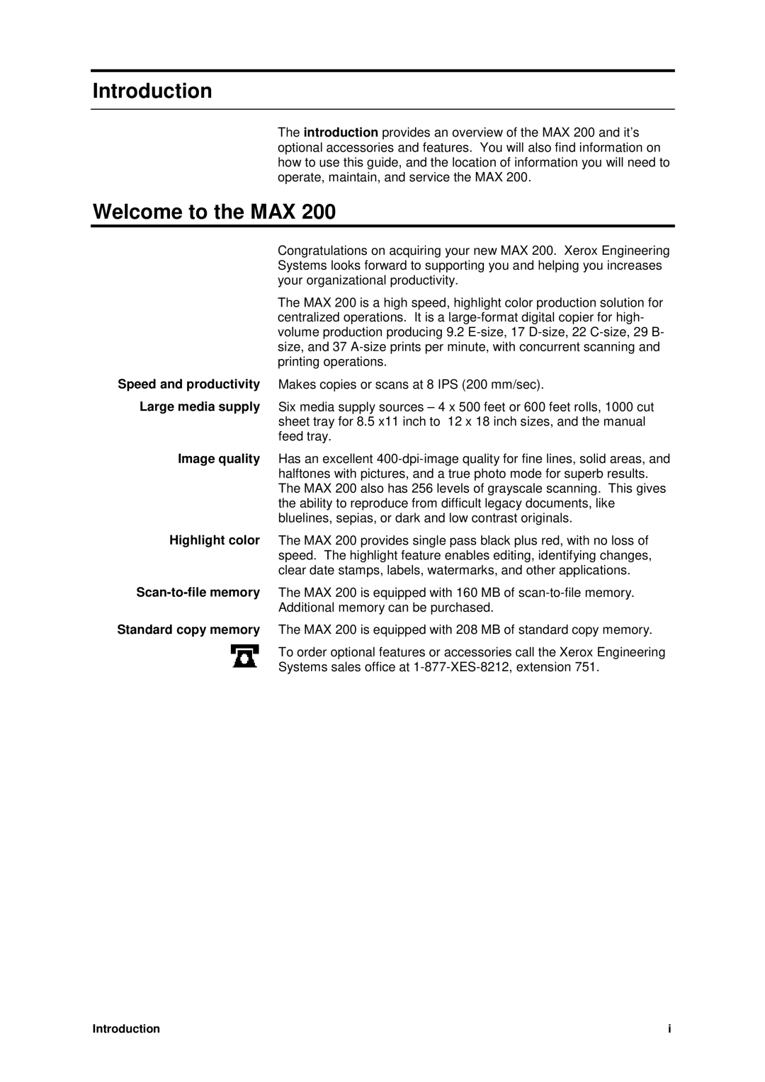 Xerox MAX 200 manual Introduction, Welcome to the MAX 