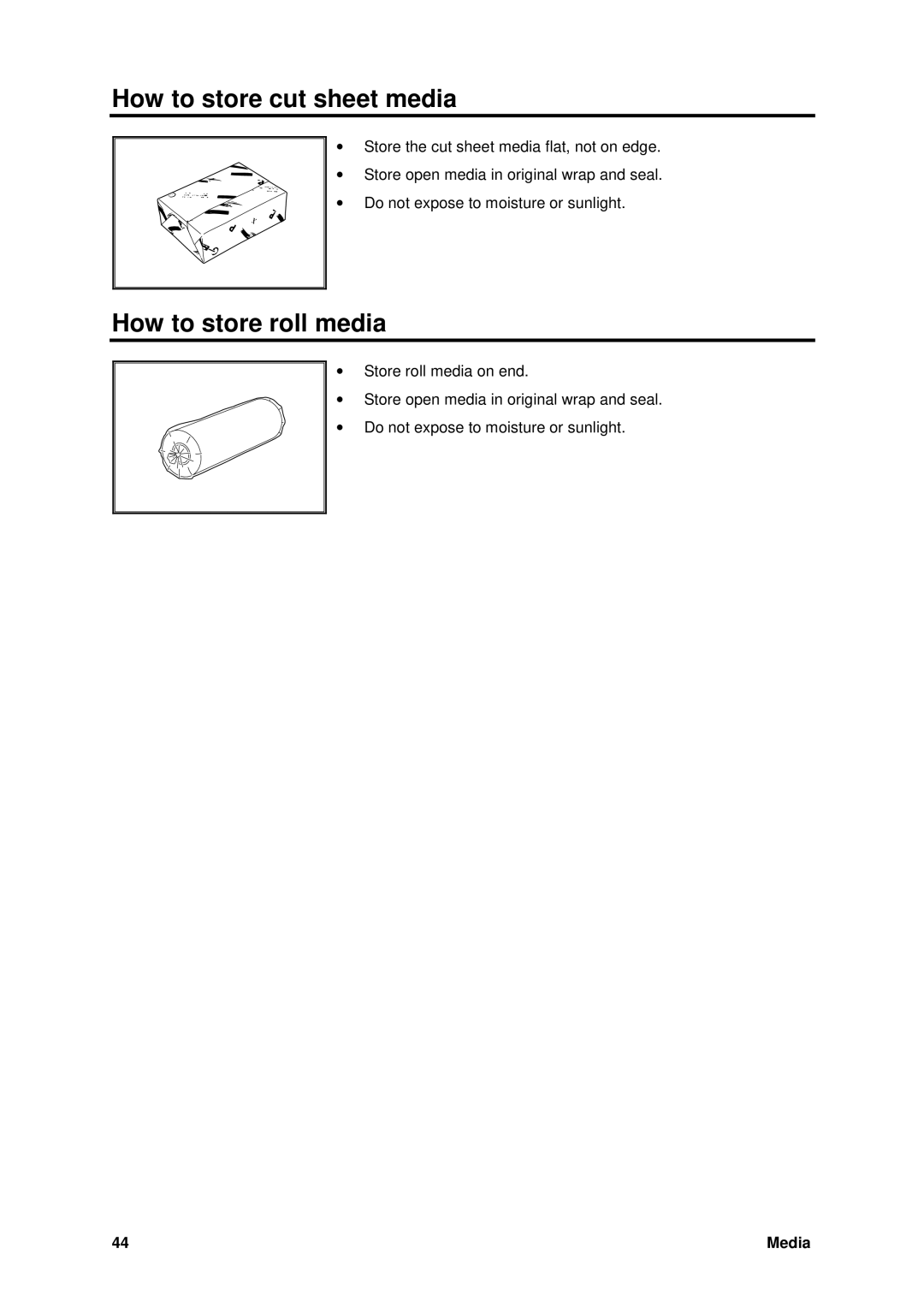 Xerox MAX 200 manual How to store cut sheet media, How to store roll media 