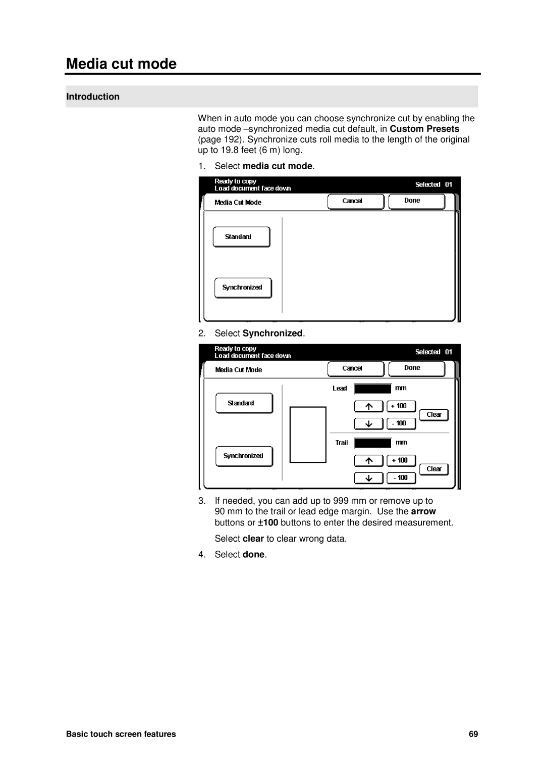 Xerox MAX 200 manual Media cut mode, Select media cut mode Select Synchronized 