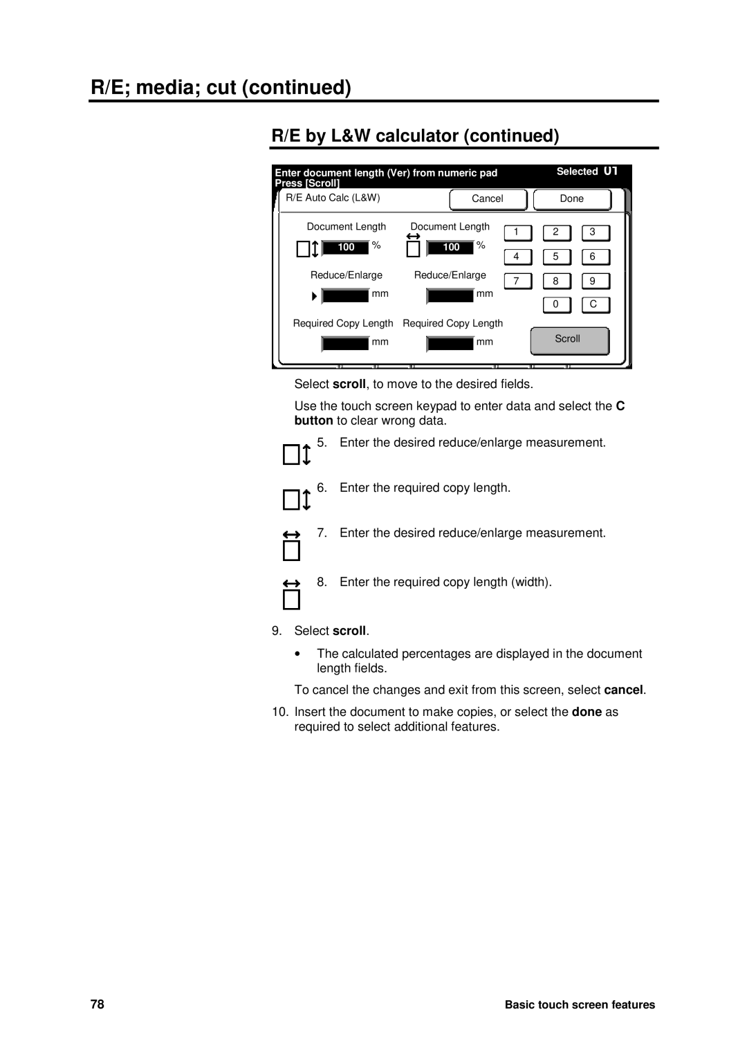 Xerox MAX 200 manual Enter document length Ver from numeric pad Press Scroll 