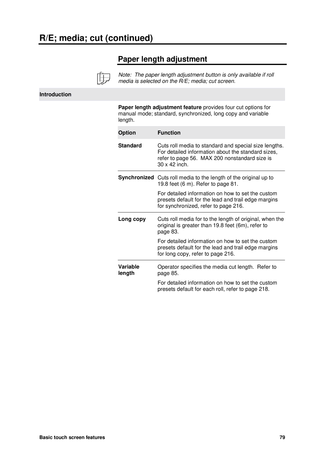 Xerox MAX 200 manual Paper length adjustment, Long copy, Variable, Length 