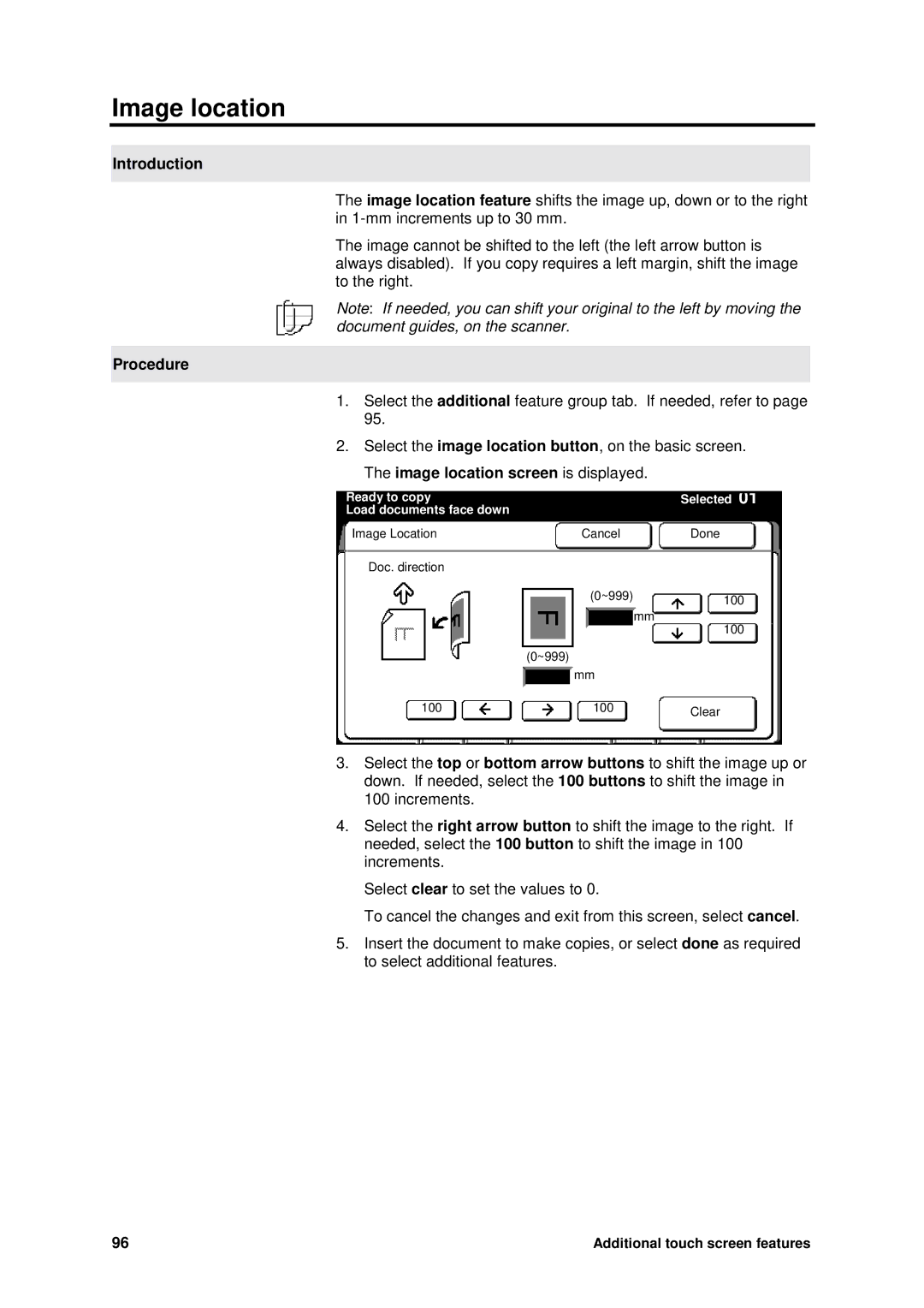 Xerox MAX 200 manual Image location screen is displayed 