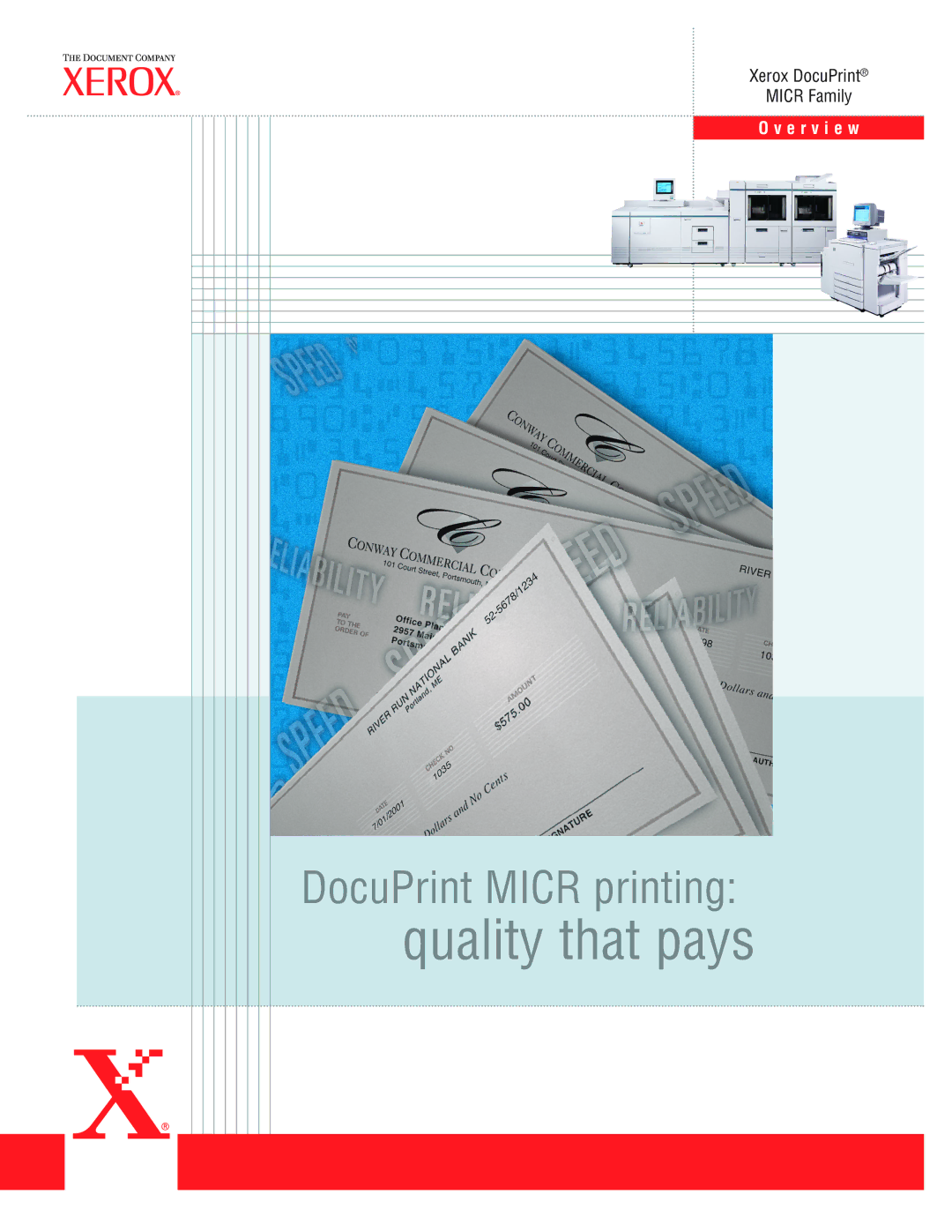 Xerox 4635MX, MICR, 2000MX manual Quality that pays 