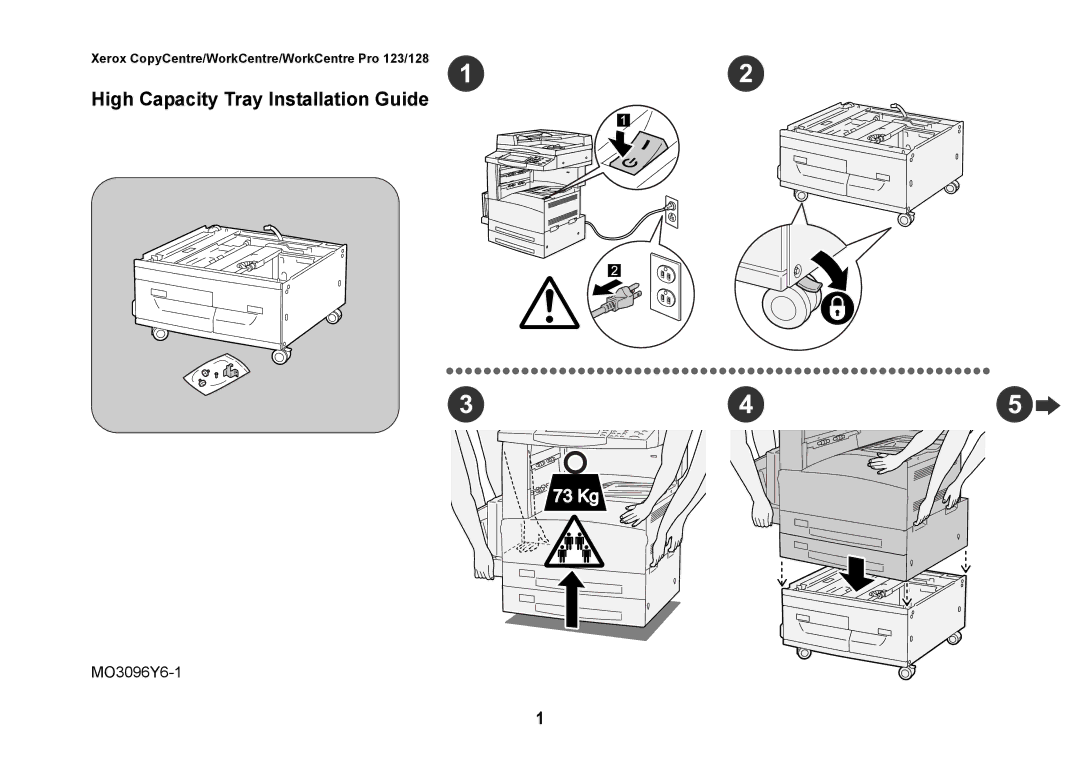 Xerox MO3096Y6-1 manual High Capacity Tray Installation Guide 