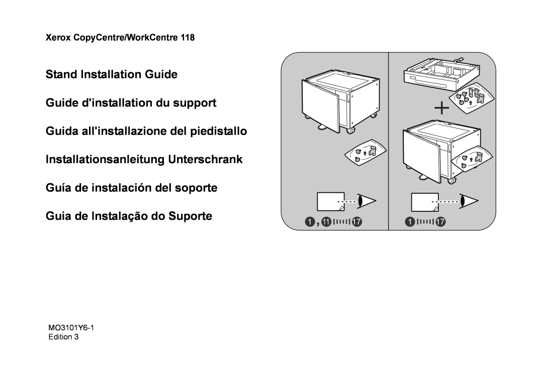 Xerox MO3101Y6-1 manual Xerox CopyCentre/WorkCentre, Stand Installation Guide, Guide dinstallation du support 