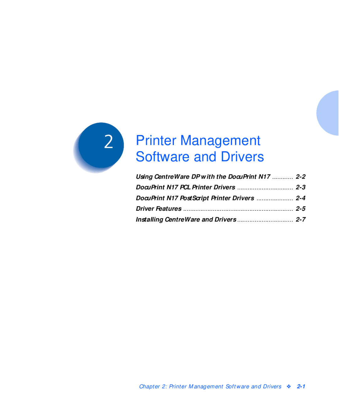 Xerox N17b manual Printer Management Software and Drivers 