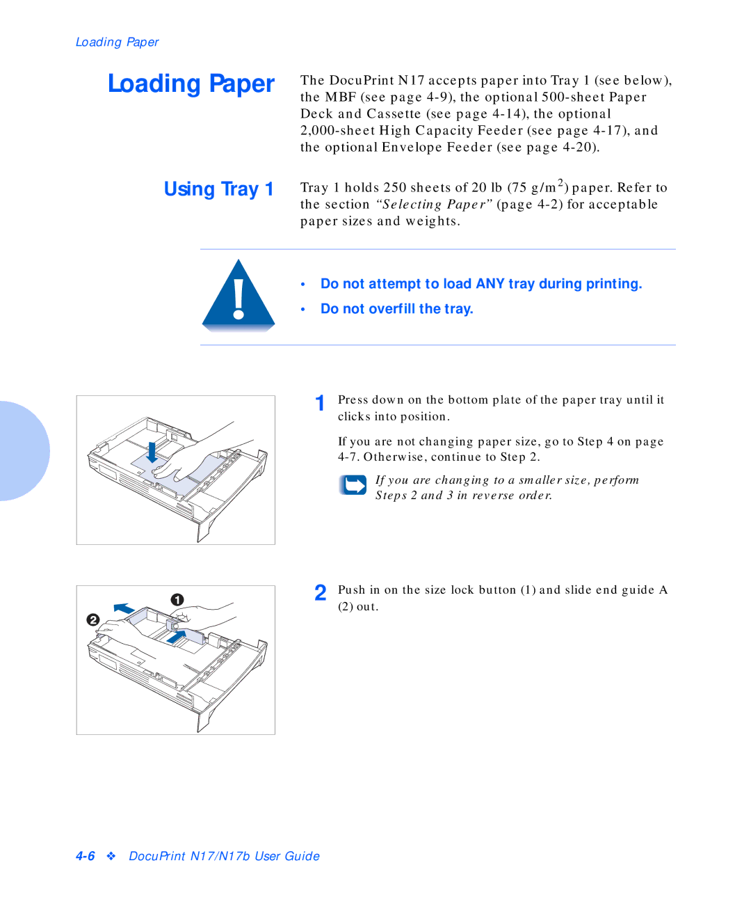 Xerox N17b manual Loading Paper 