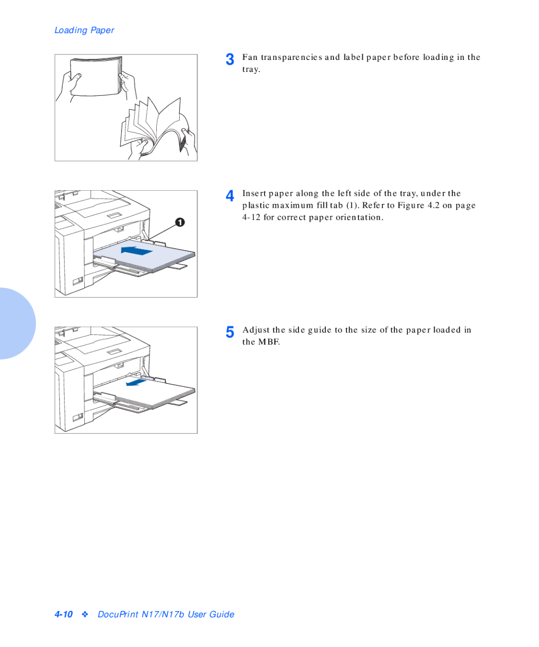 Xerox N17b manual Loading Paper 