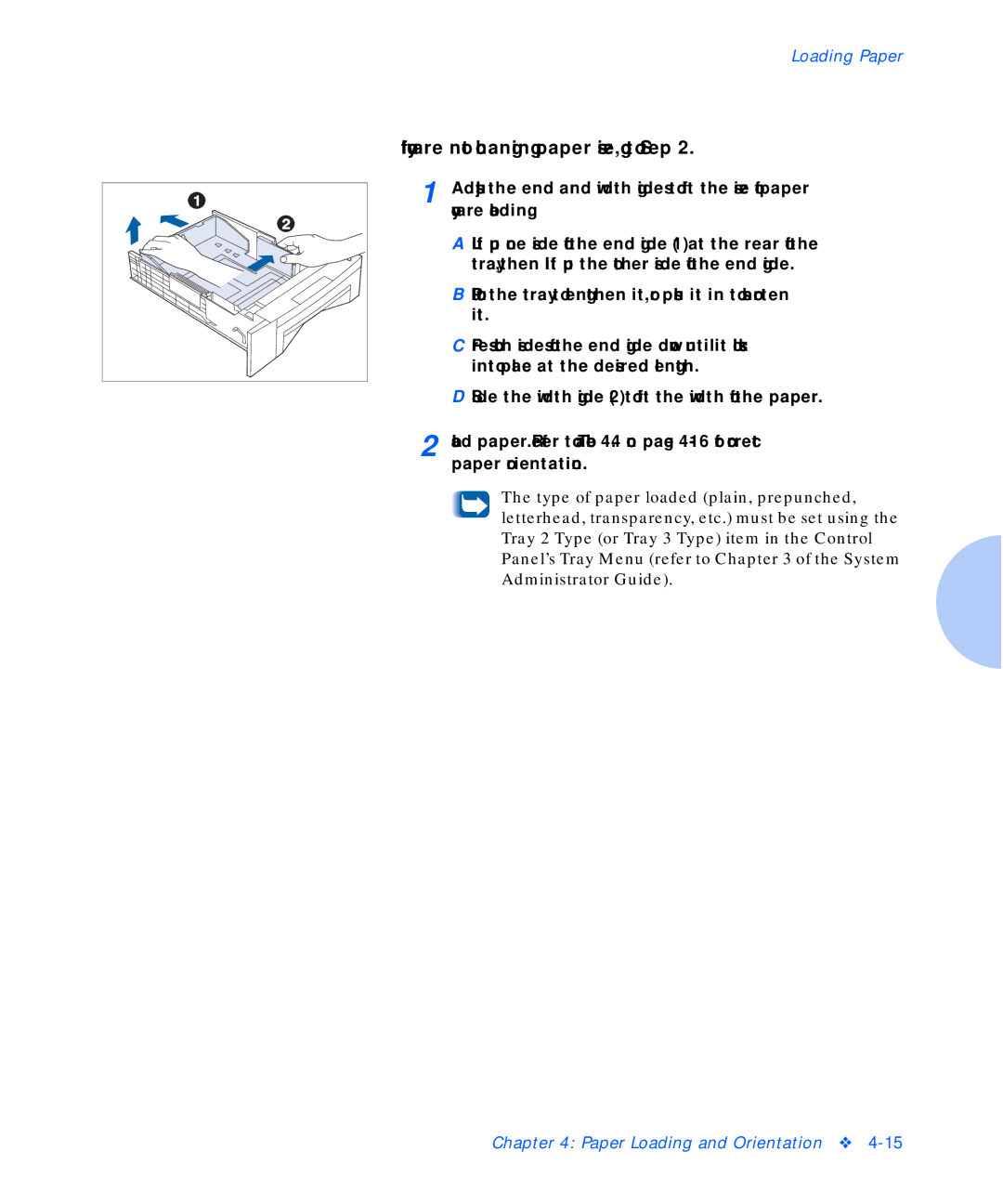 Xerox N17b manual If you are not changing paper size, go to Step 