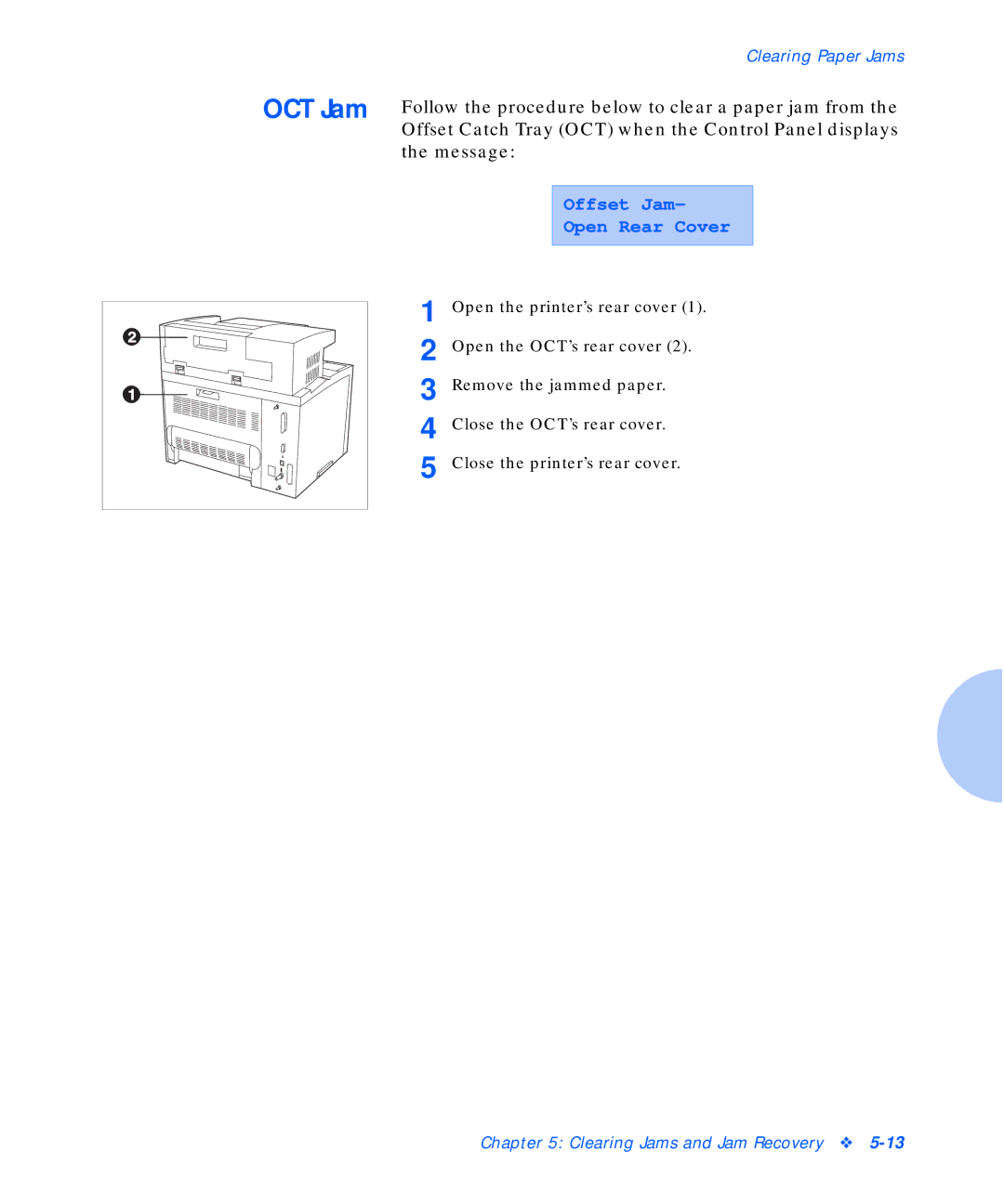 Xerox N17b manual OCT Jam, Offset Jam 