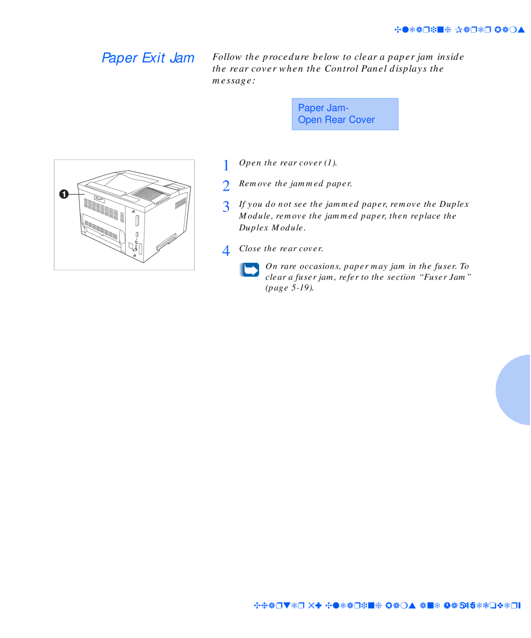 Xerox N17b manual Paper Exit Jam, Paper Jam 