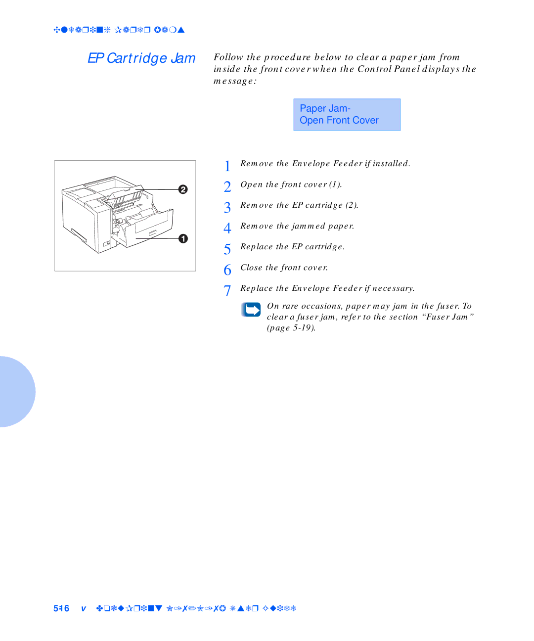 Xerox N17b manual Paper Jam Open Front Cover 