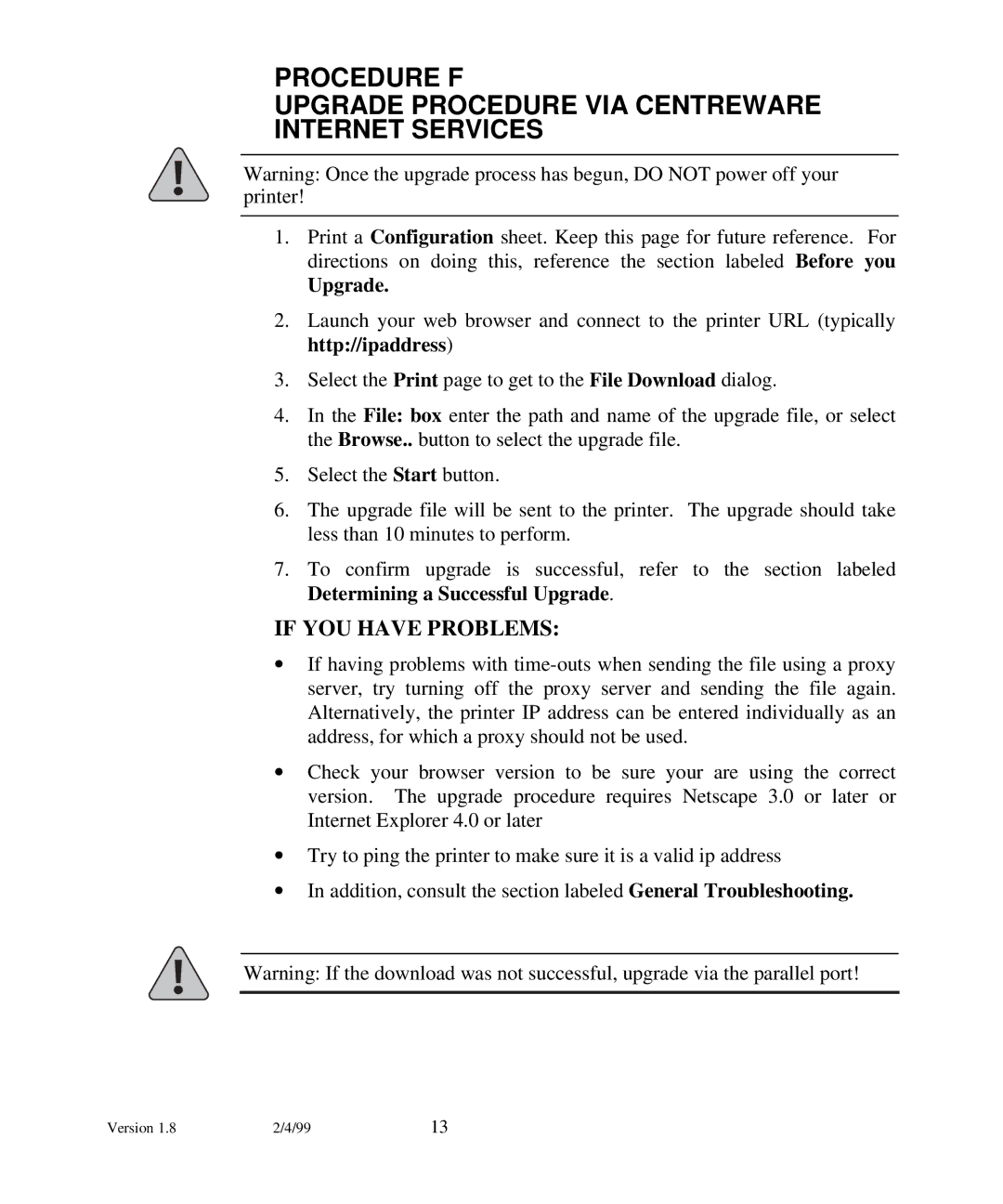 Xerox N17 manual If YOU have Problems 