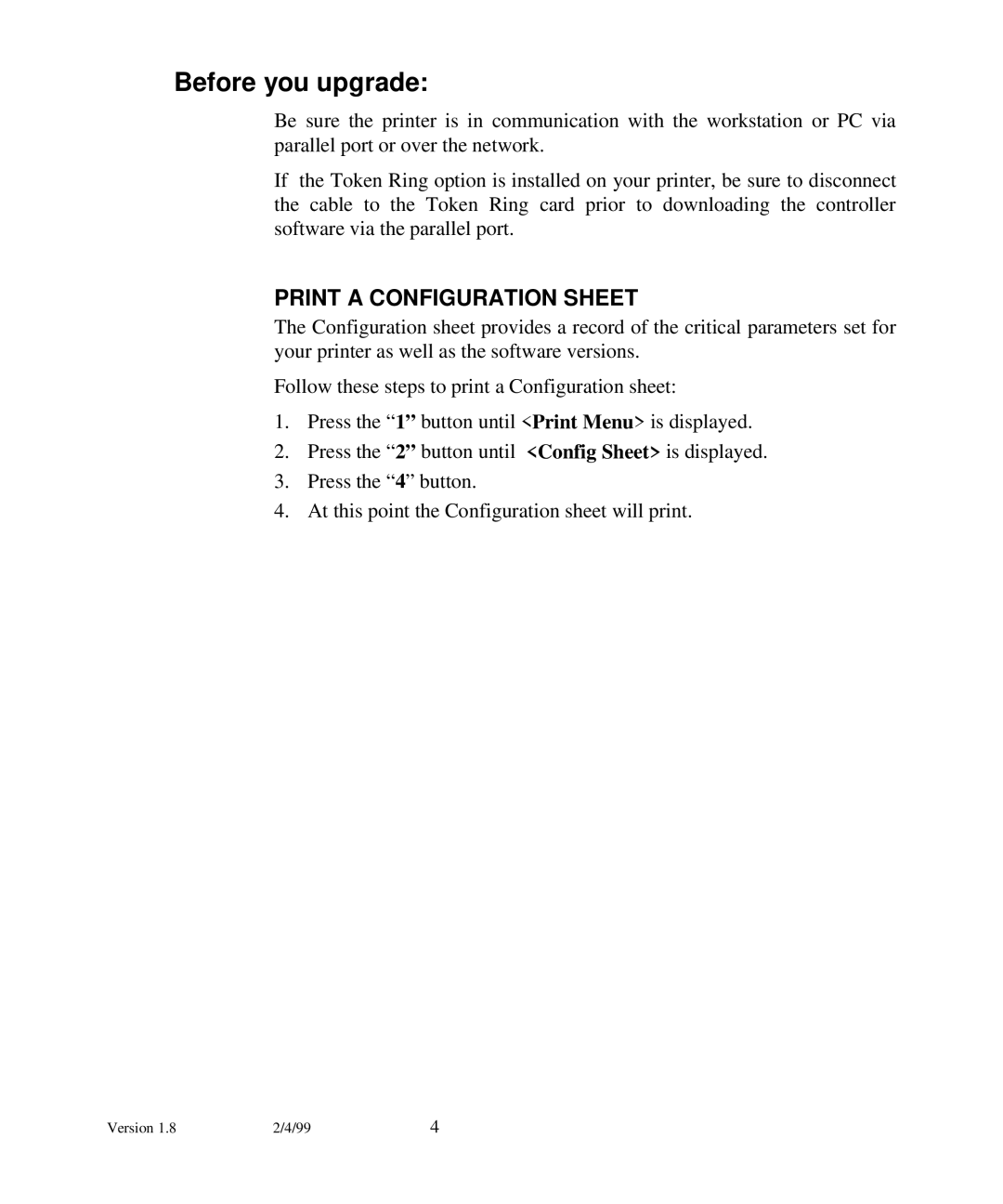 Xerox N17 manual Before you upgrade, Print a Configuration Sheet 