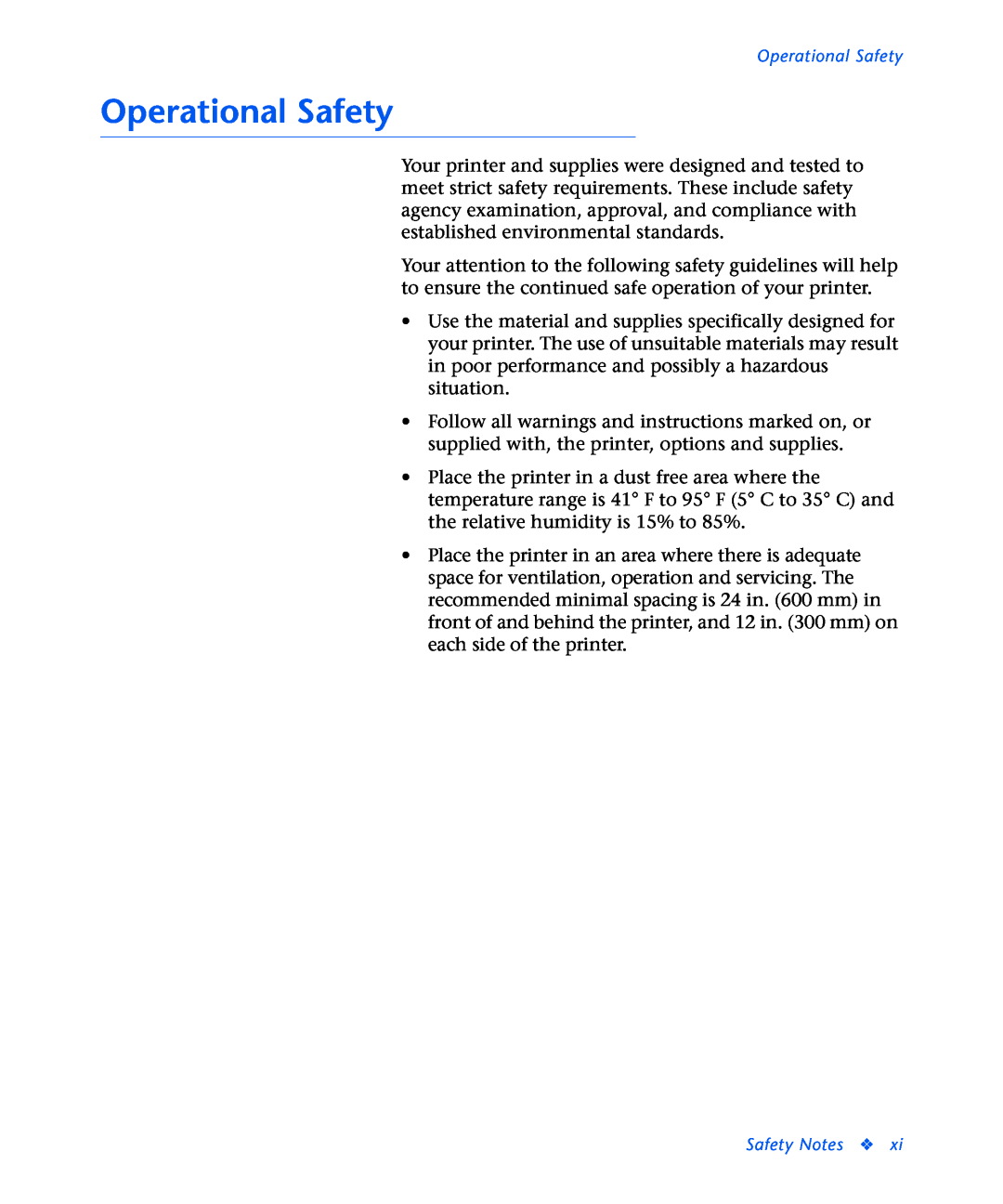 Xerox N2125 manual Operational Safety 