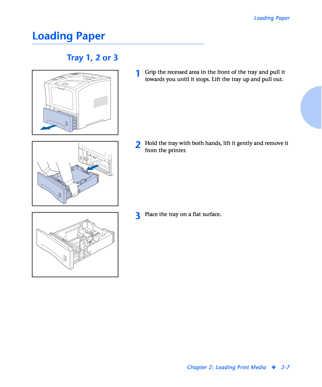 Xerox N2125 manual Loading Paper, Tray 1, 2 or, Loading Print Media 