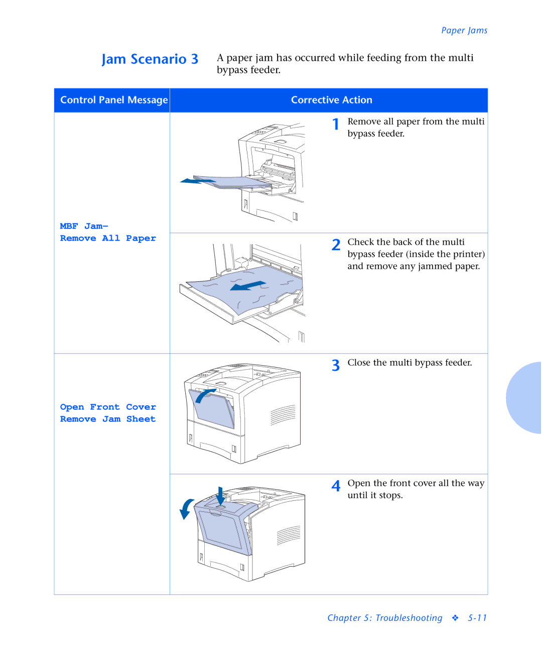 Xerox N2125 manual MBF Jam Remove All Paper 