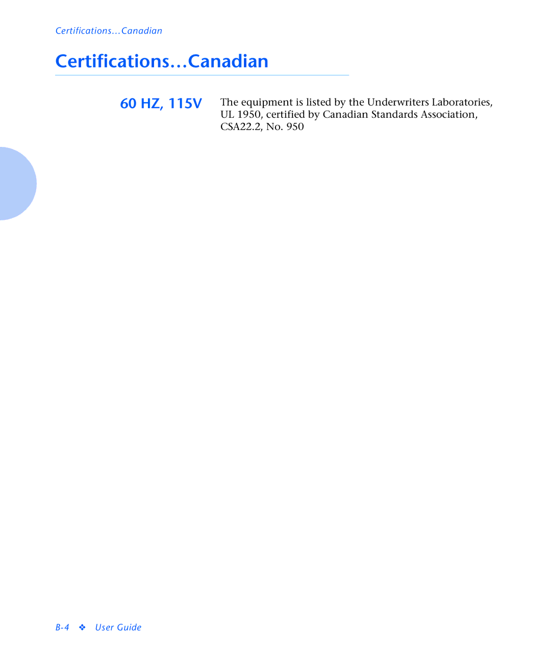 Xerox N2125 manual Certifications…Canadian 