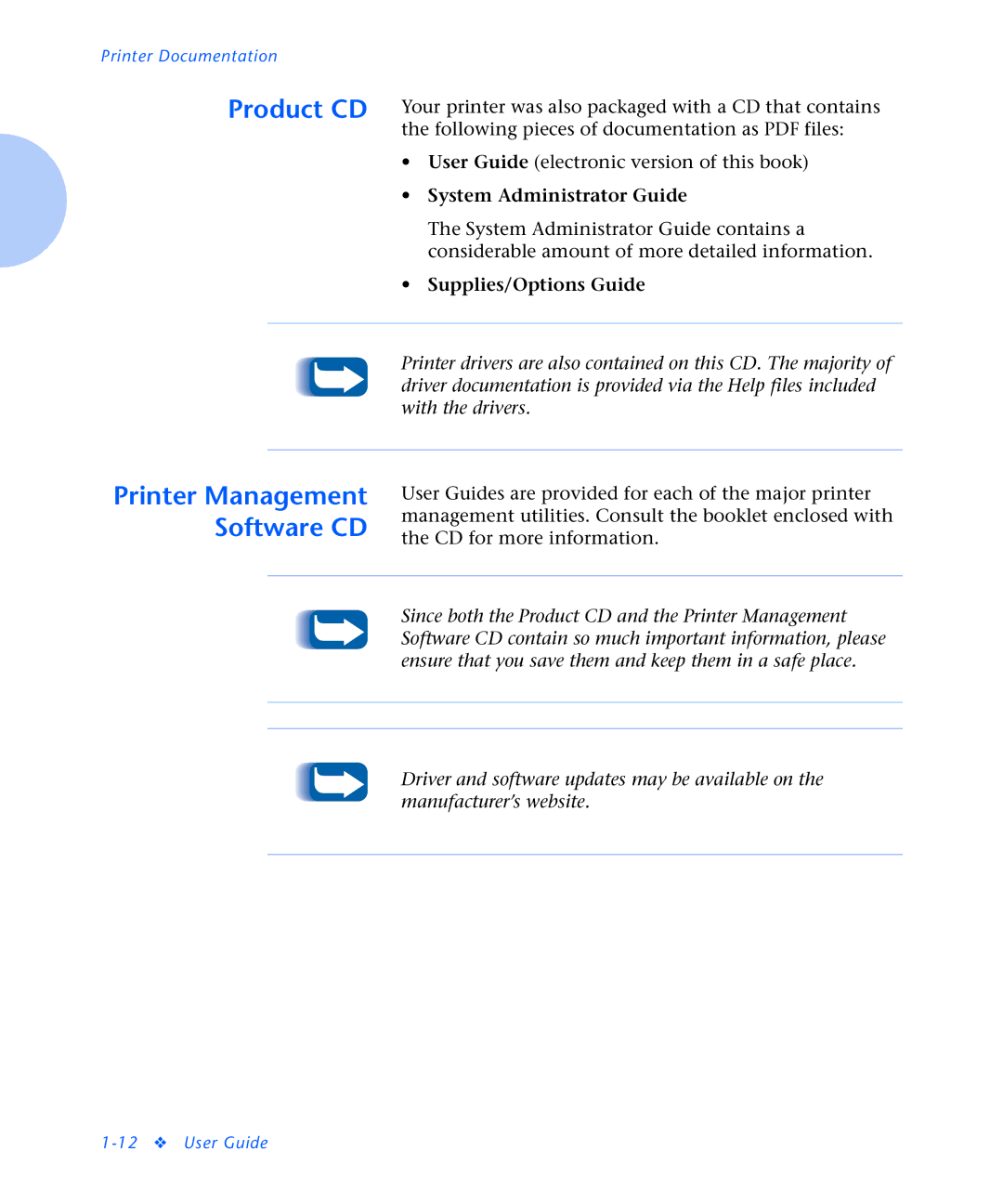 Xerox N2125 manual Printer Management Software CD 