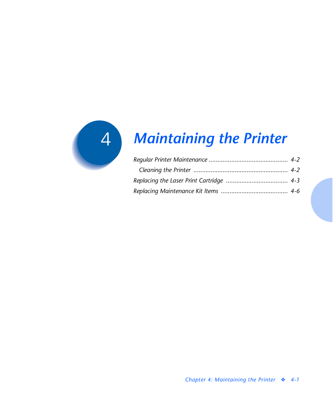 Xerox N2125 manual Maintaining the Printer 