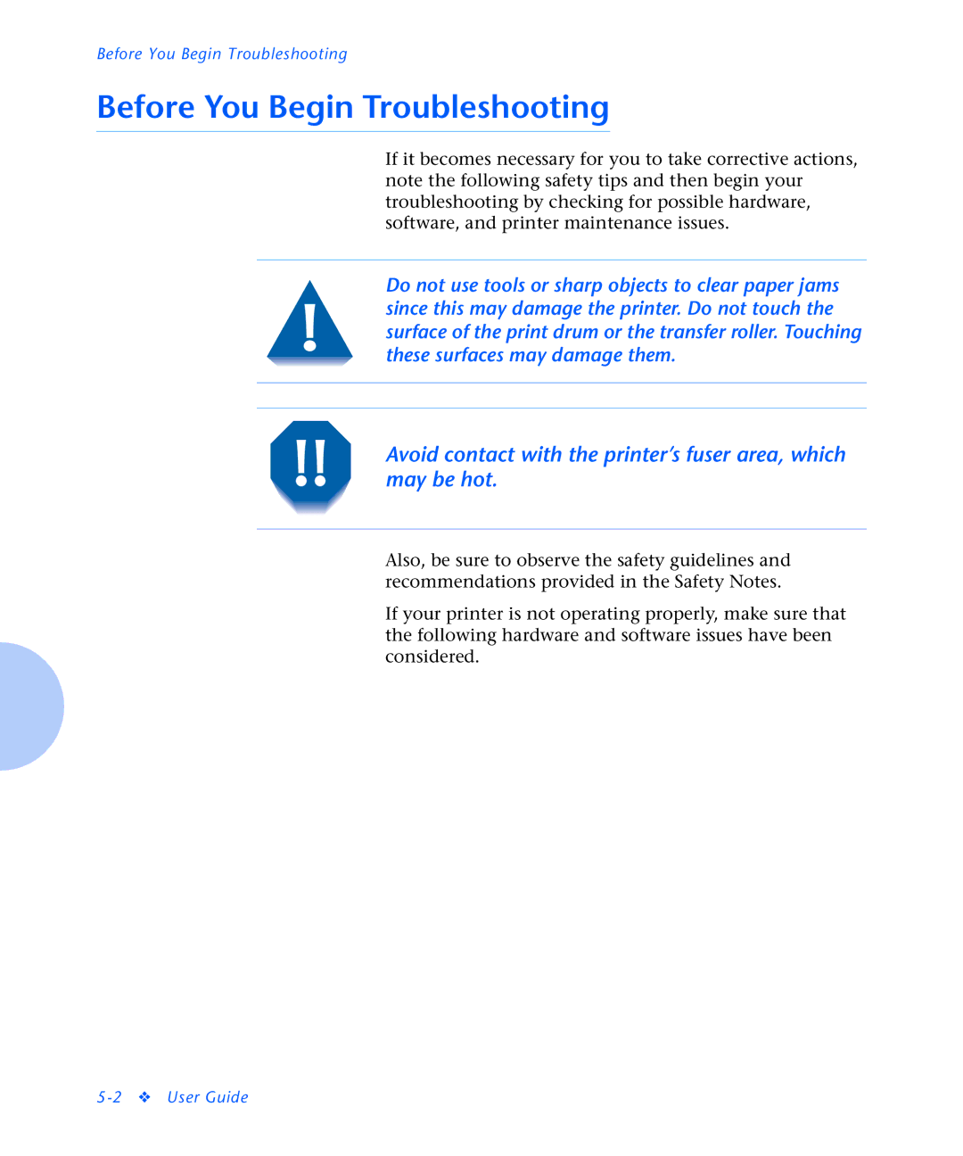 Xerox N2125 manual Before You Begin Troubleshooting 