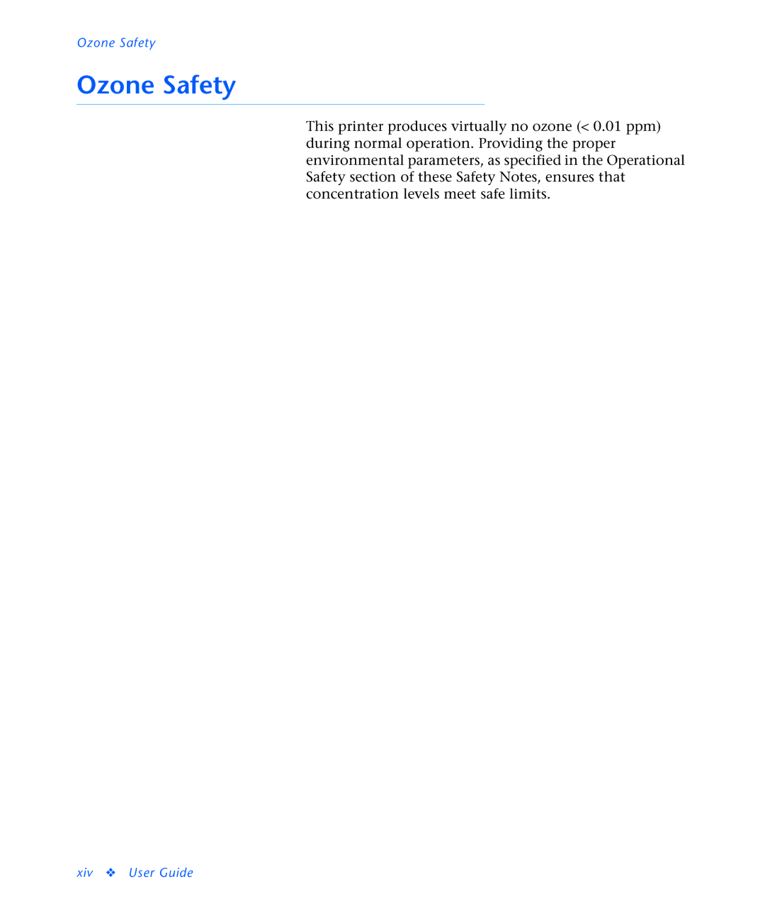 Xerox N2125 manual Ozone Safety 