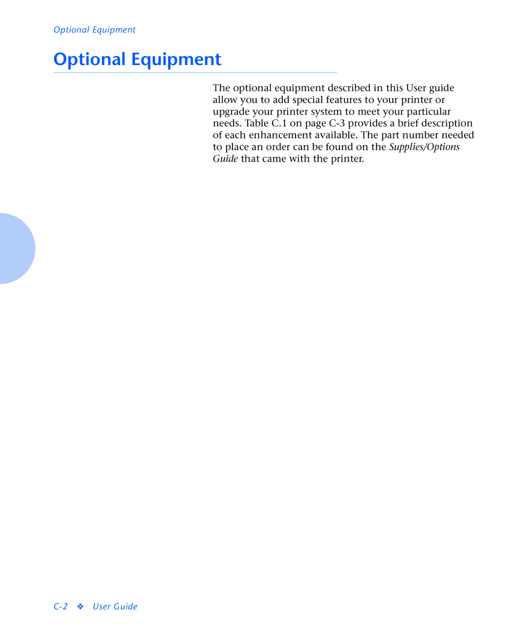 Xerox N2125 manual Optional Equipment 