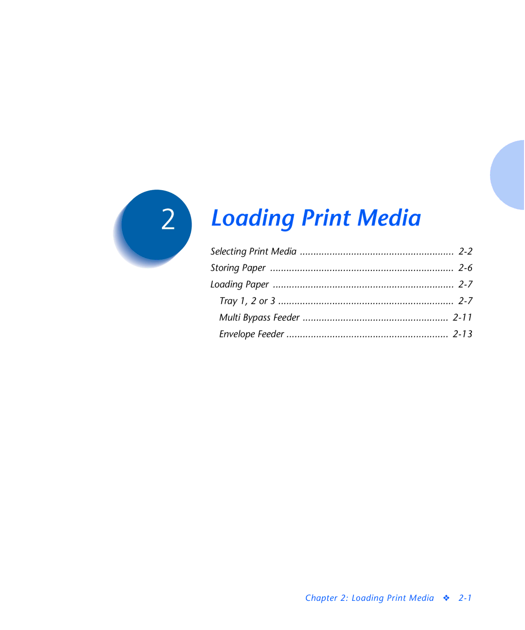 Xerox N2125 manual Loading Print Media 