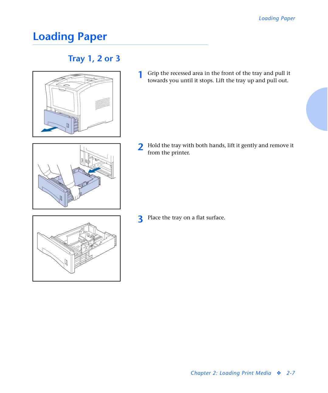 Xerox N2125 manual Loading Paper, Tray 1, 2 or 