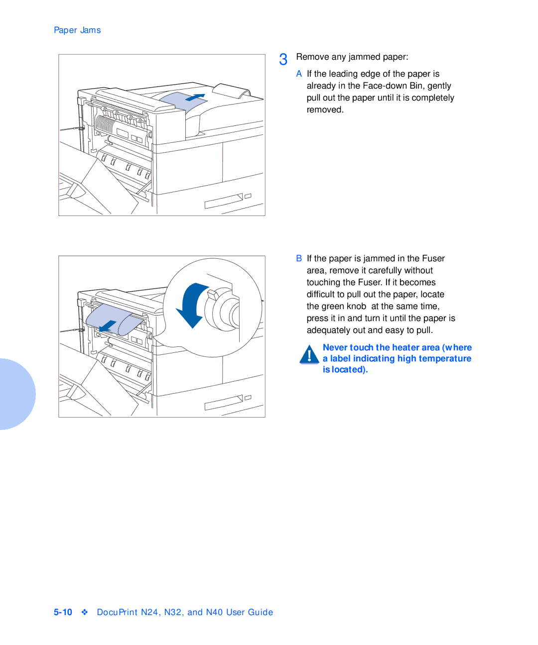 Xerox N24, N32, N40 manual Paper Jams 