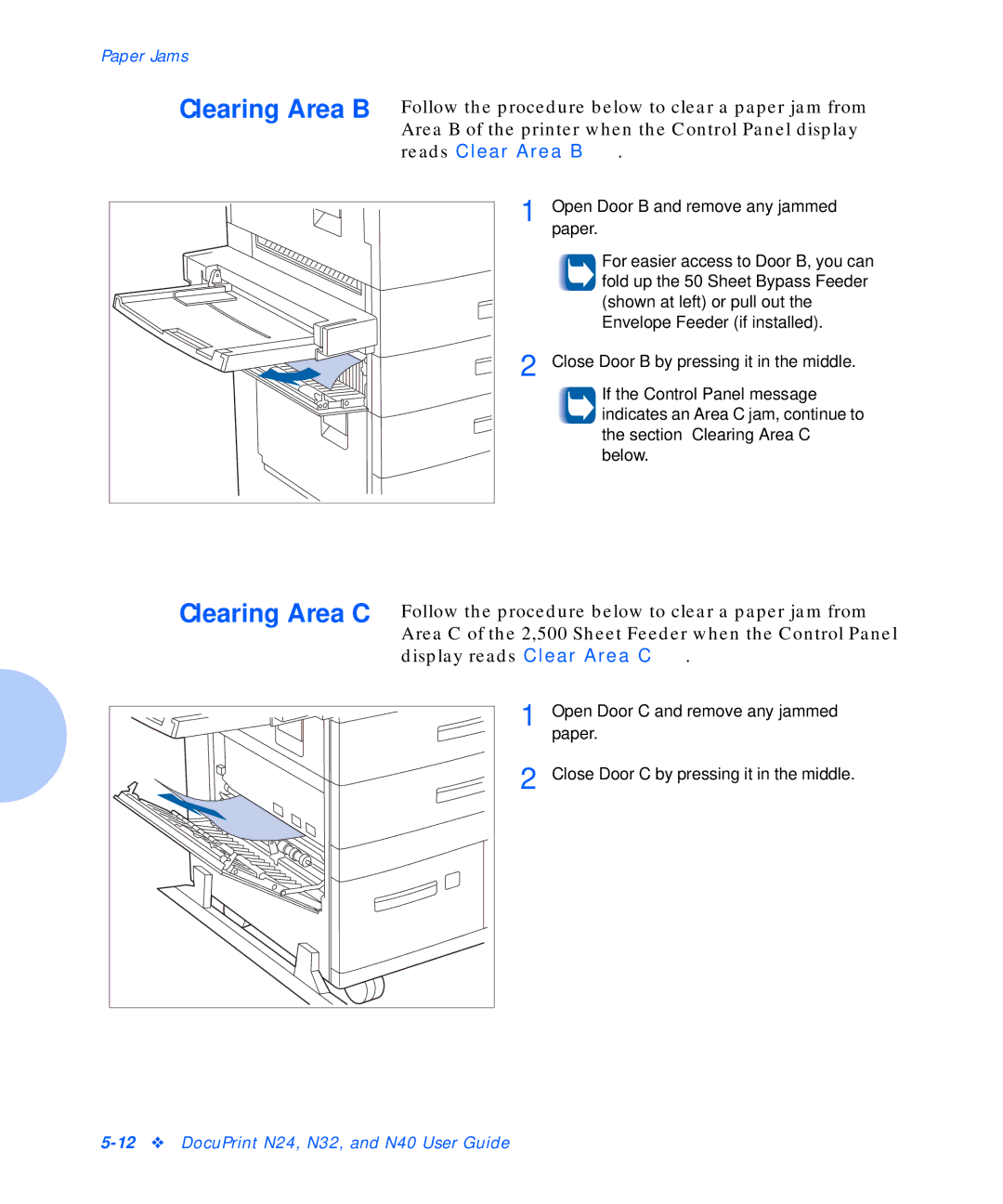 Xerox N40, N24, N32 manual Clearing Area B 